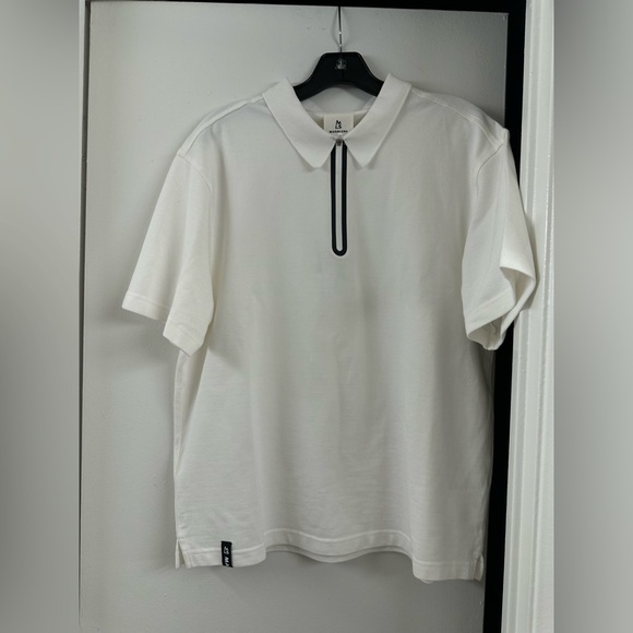 NWT $95 Magnlens Half zip Up Polo Shirt White Small S Cotton Blended Regular Fit - Picture 7 of 12